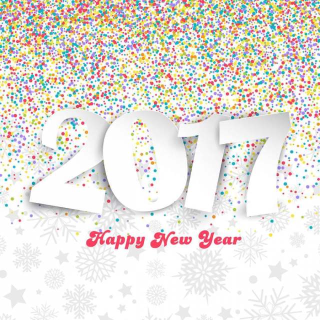 新年快乐背景与彩色纸屑