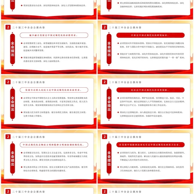 红色简约风解读二十届三中全会公报PPT模板 红色简约风解读二十届三中全会公报PPT模板