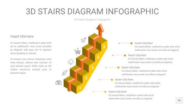 渐变黄色3D阶梯PPT图表26