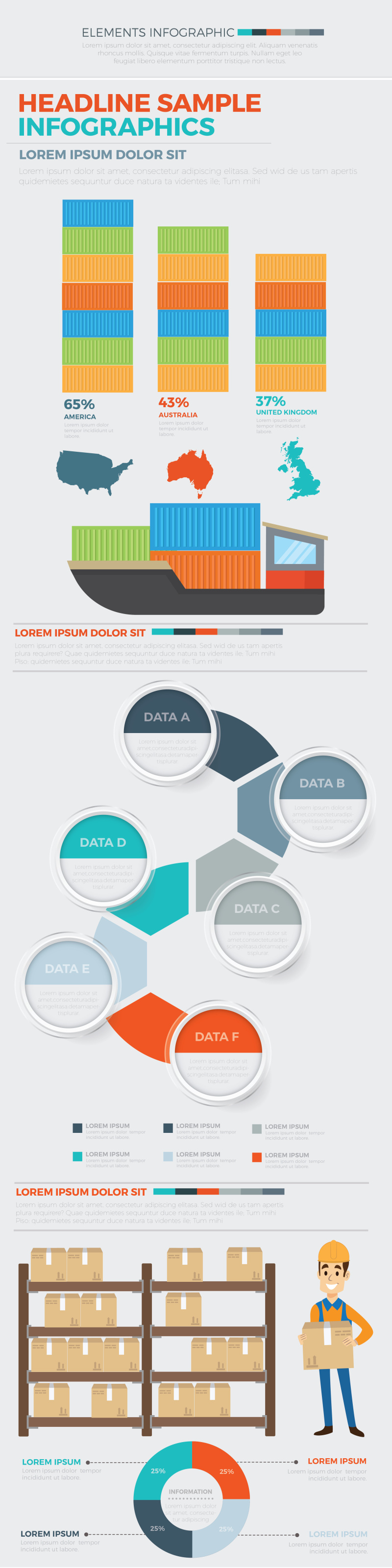 标题示例信息图表矢量元素 HEADLINE SAMPLE INFOGRAPHICS