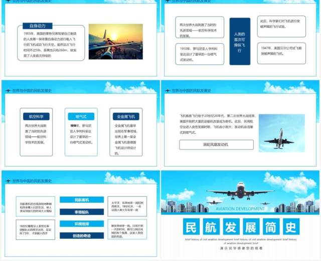 民航发展简史动态PPT模板