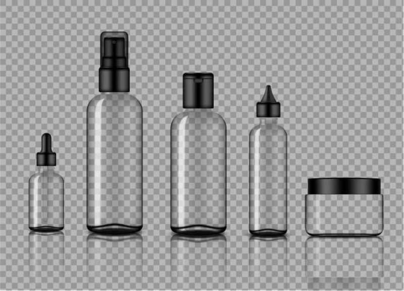 样机现实透明玻璃滴管和喷雾瓶护肤品