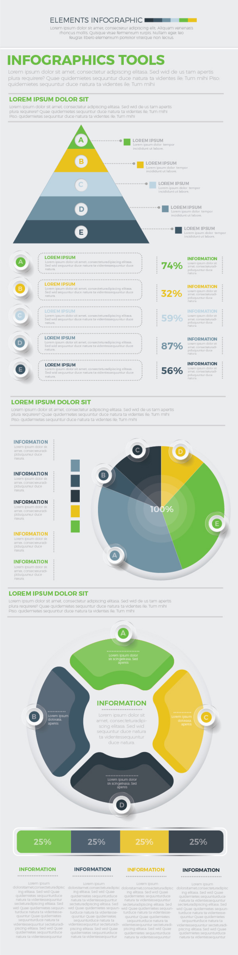 黄绿色信息图表设计模板素材Infographics Template Design