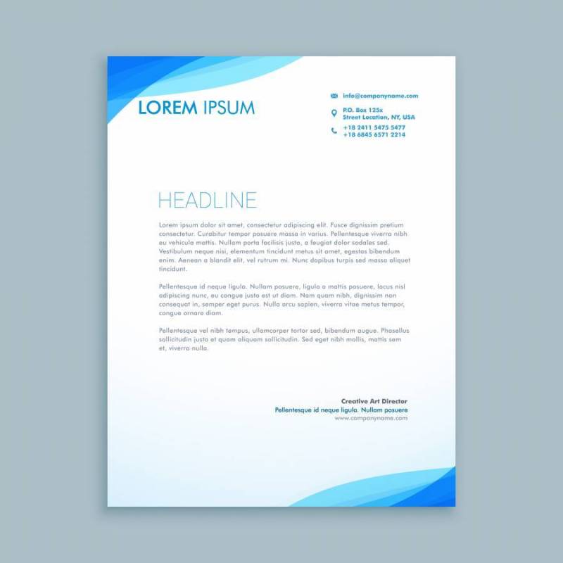 企业蓝波信头模板矢量设计插画