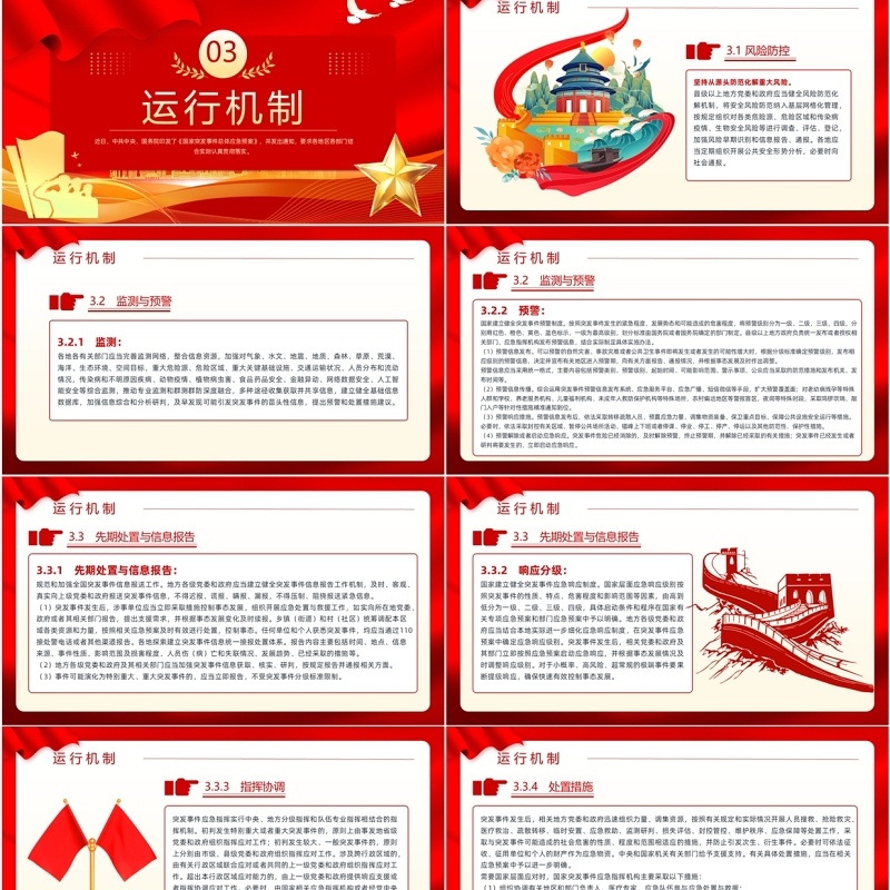 红色党政风国家突发事件总体应急预案PPT模板