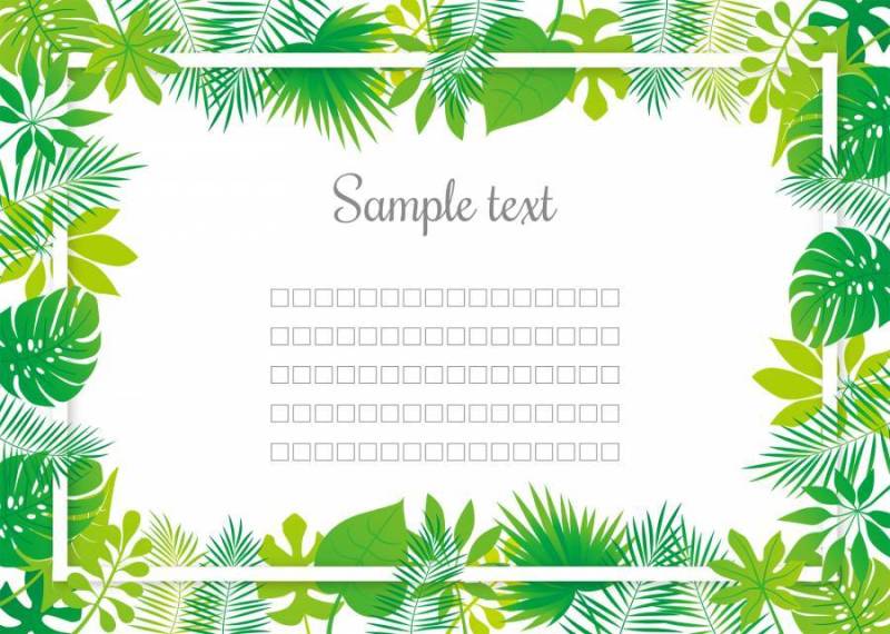 热带框架背景，A4侧身，用脚