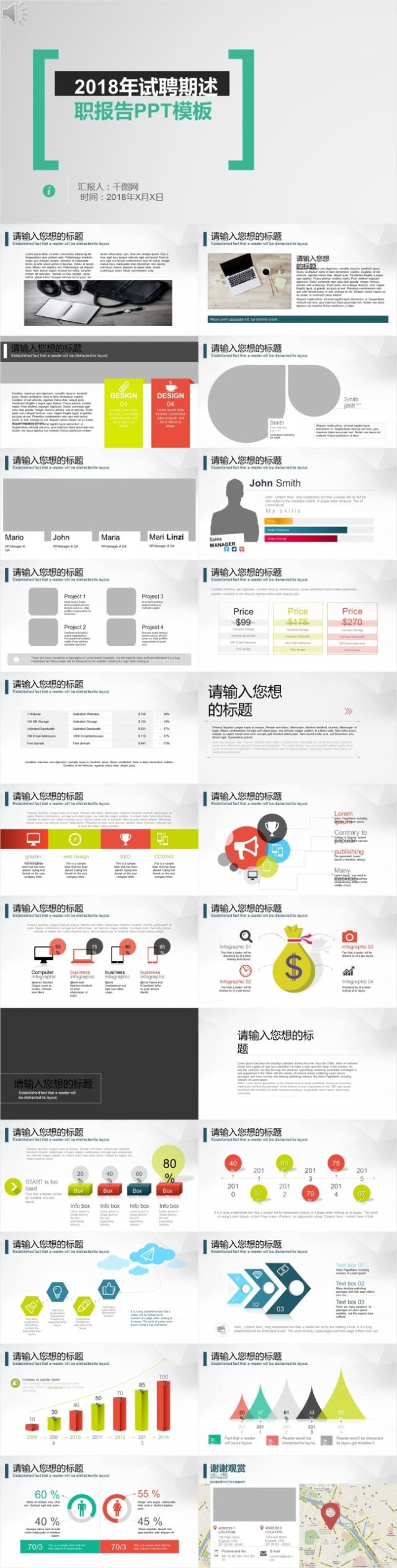 2018年试聘期述职报告PPT模板 2018年试聘期述职报告PPT模板