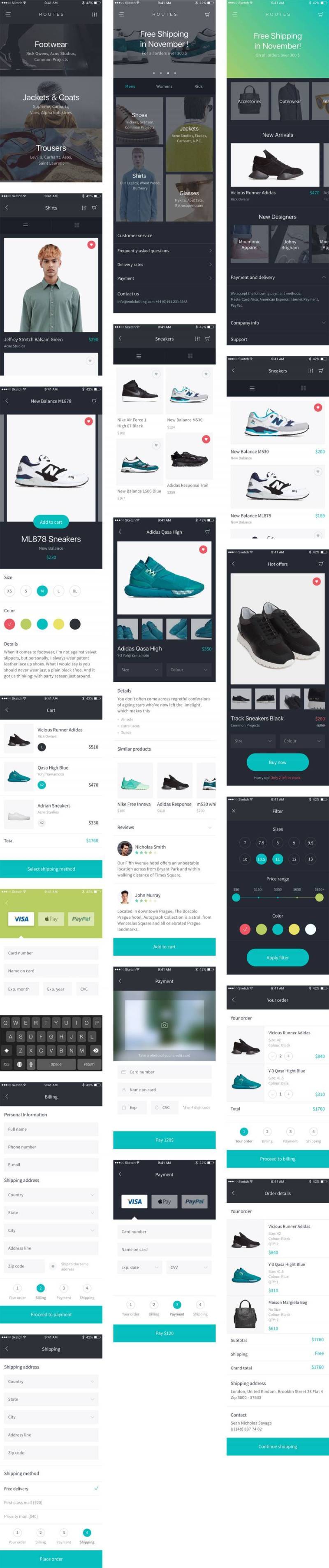 Routes 电商应用界面