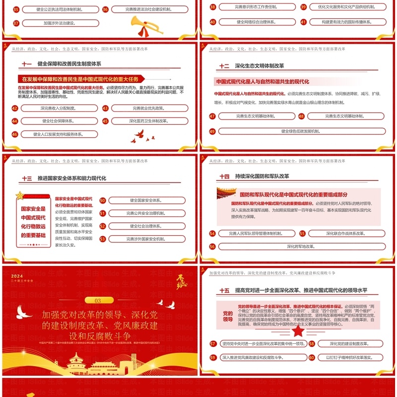 红色简约风二十届三中全会决定速览PPT模板