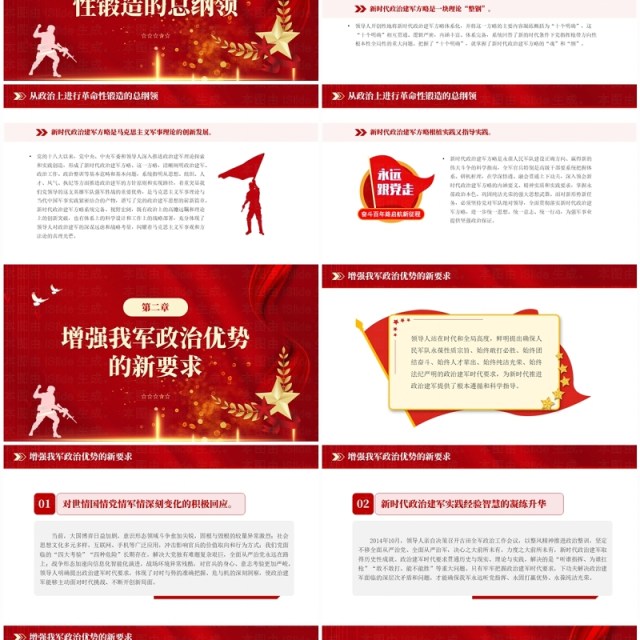 红色简约开创政治建军新局面的根本遵循PPT模板 红色简约开创政治建军新局面的根本遵循PPT模板
