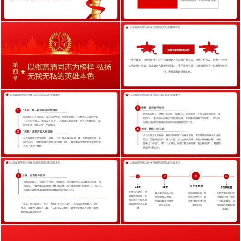 红色党政风讲好中国共产党的故事之张富清教育PPT模板