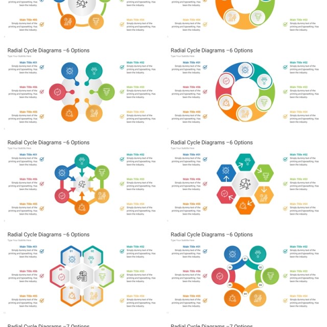 圆形循环图PPT模板Radial Cycle Diagrams