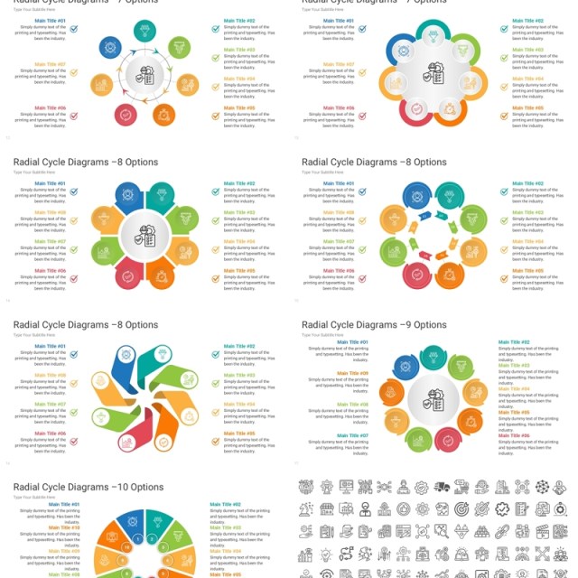 圆形循环图PPT模板Radial Cycle Diagrams