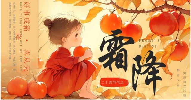 黄色插画风传统节气之霜降英文介绍PPT模板 黄色插画风传统节气之霜降英文介绍PPT模板