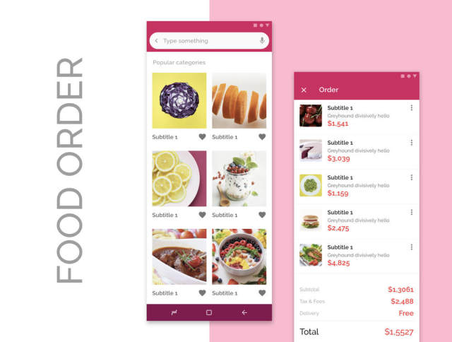 基于现代食品的移动UI工具包，用于Sketch。，Food Order UI Kits