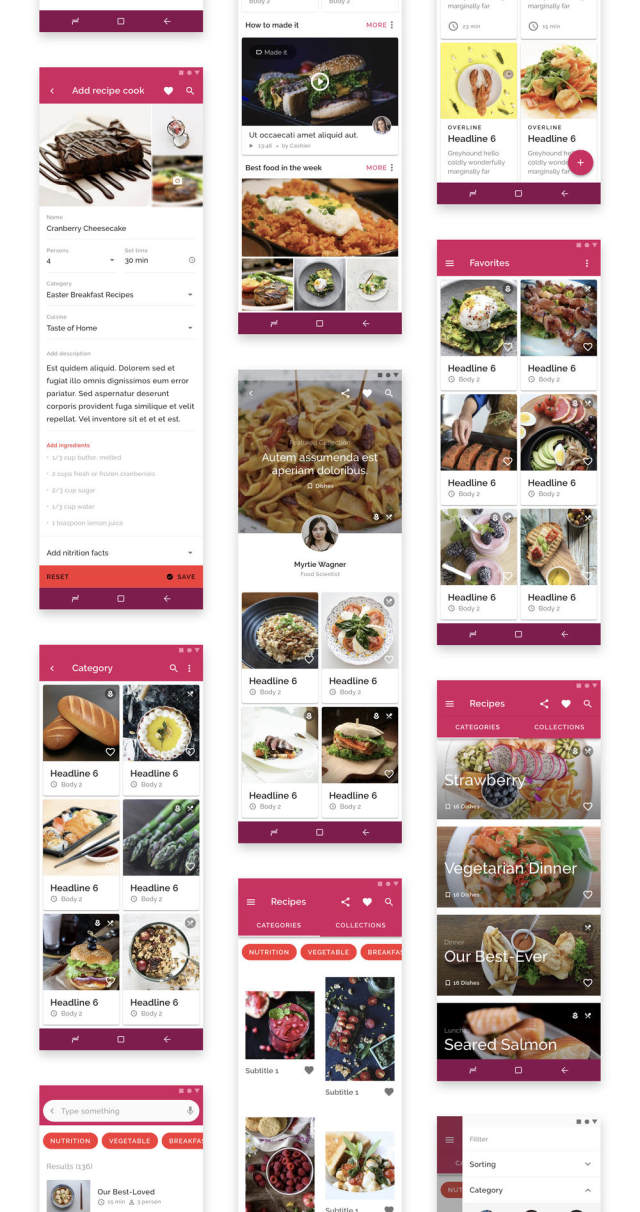 基于现代食品的移动UI工具包，用于Sketch。，Food Order UI Kits