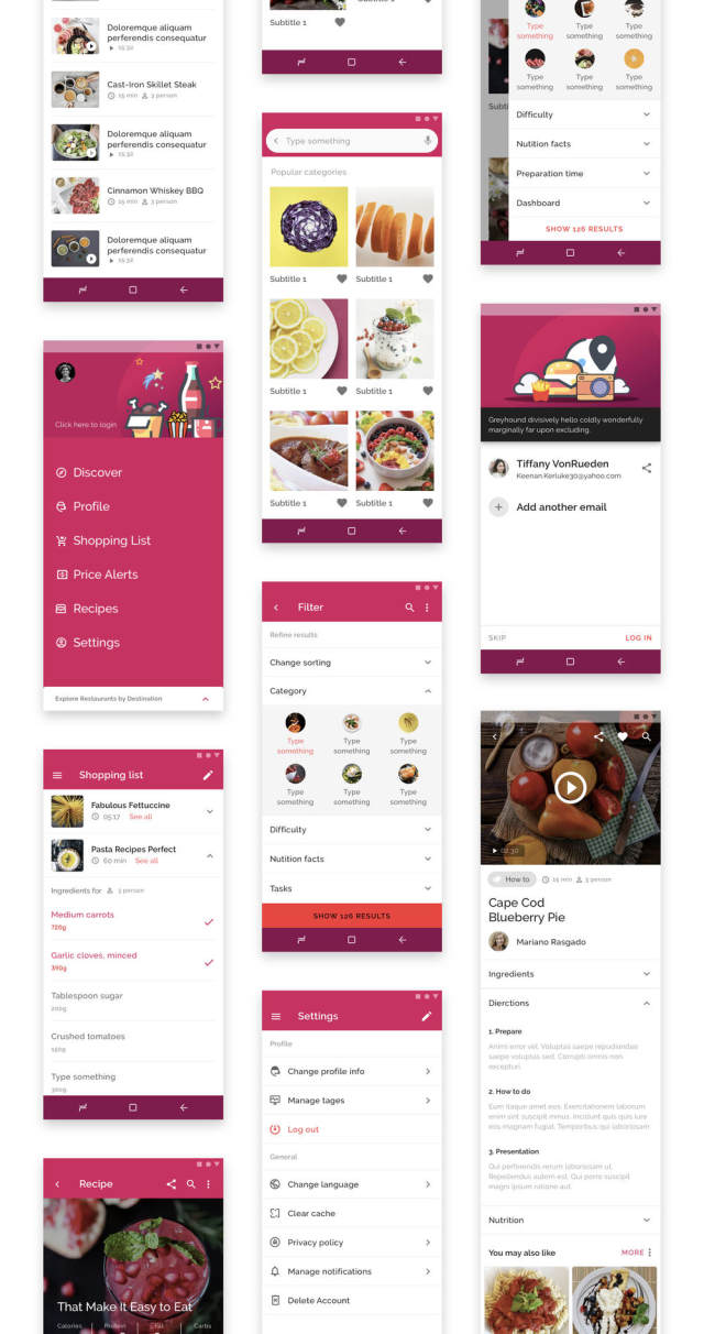 基于现代食品的移动UI工具包，用于Sketch。，Food Order UI Kits