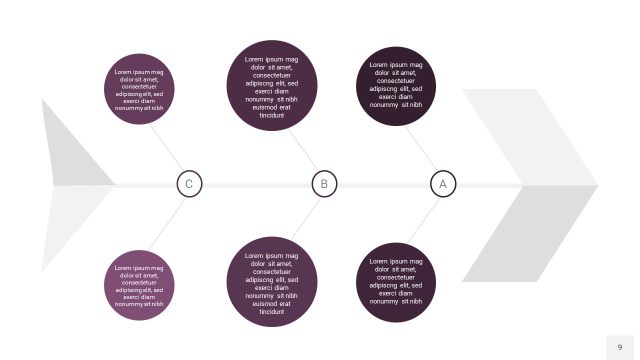 深紫色鱼骨PPT信息图表9