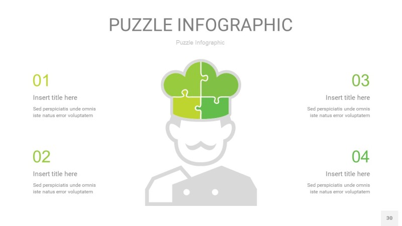 绿色拼图PPT图表30