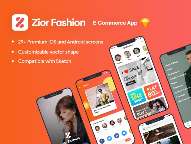 适用于Sketch的Zior iOS Premium App UI工具包，Zior iOS App UI工具包