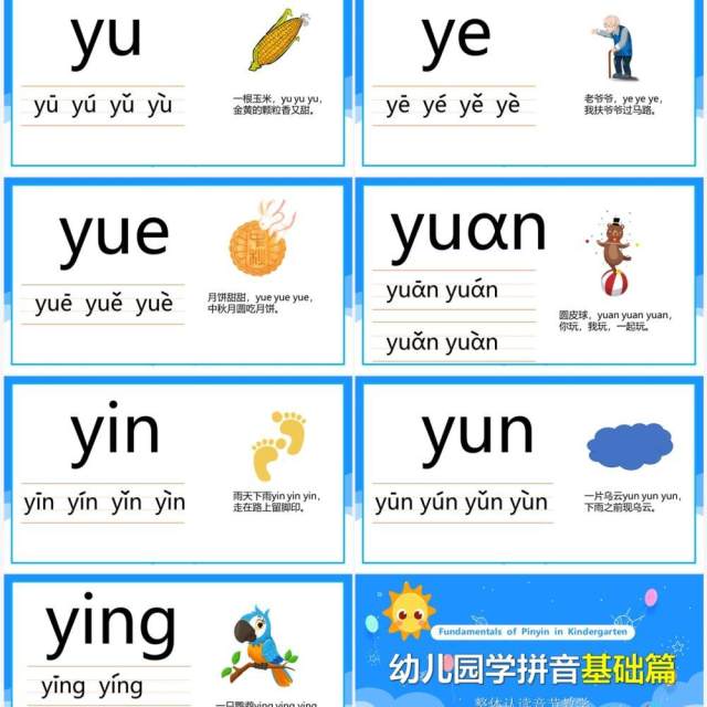 蓝色卡通幼儿园拼英整体认读音节教学PPT模板 蓝色卡通幼儿园拼英整体认读音节教学PPT模板