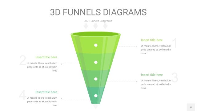 草绿色3D漏斗PPT信息图表4