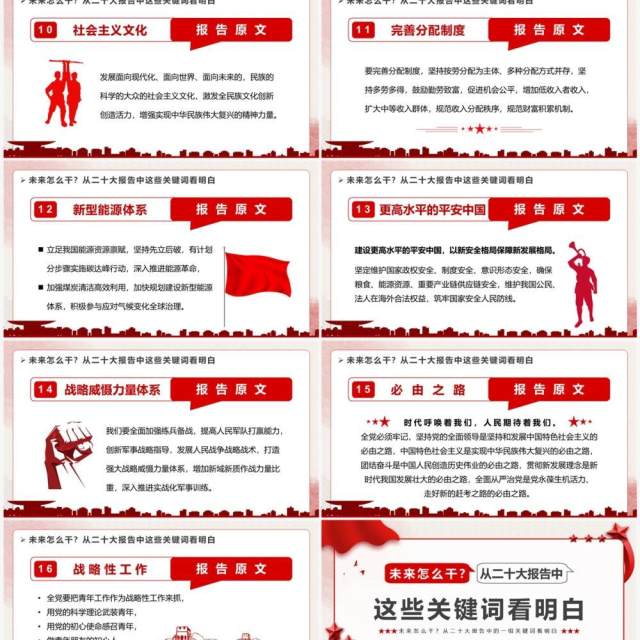 红色简约风二十大报告关键词党课学习PPT模板 红色简约风二十大报告关键词党课学习PPT模板