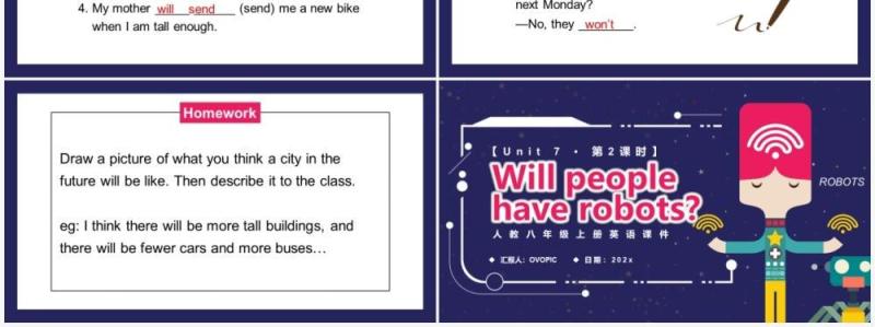 人教版八年级英语上册Will people have robots第2课时课件PPT模板