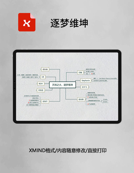 思维导图逐梦维坤XMind模板 思维导图逐梦维坤XMind模板
