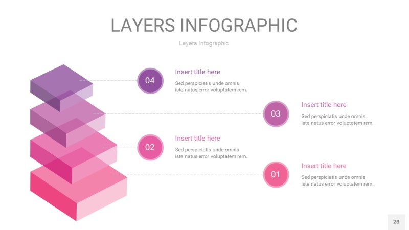 粉紫色3D分层PPT信息图28