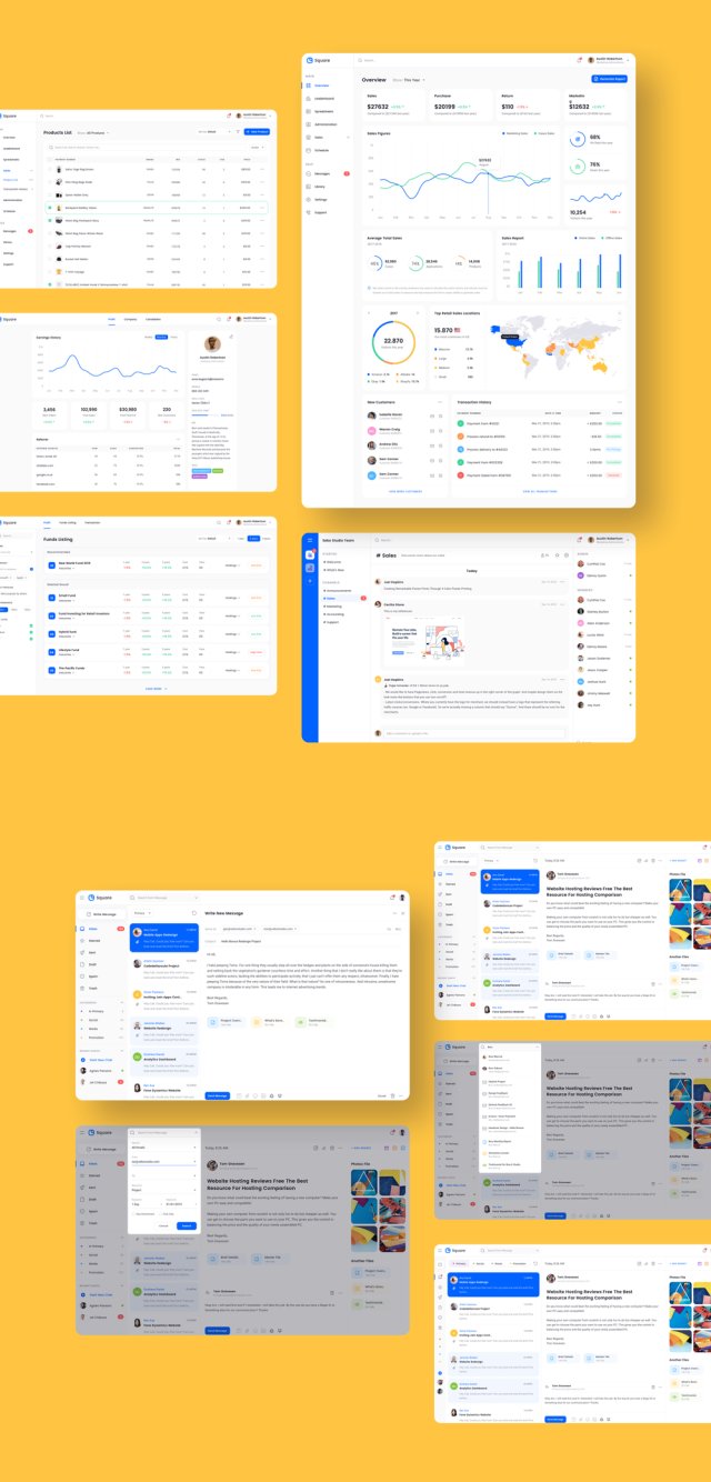 Square Dashboard UI工具包以激情和深度精确制作。方形仪表板UI工具包