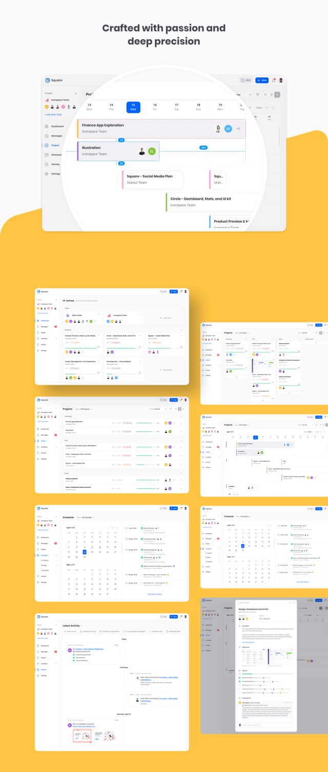 Square Dashboard UI工具包以激情和深度精确制作。方形仪表板UI工具包