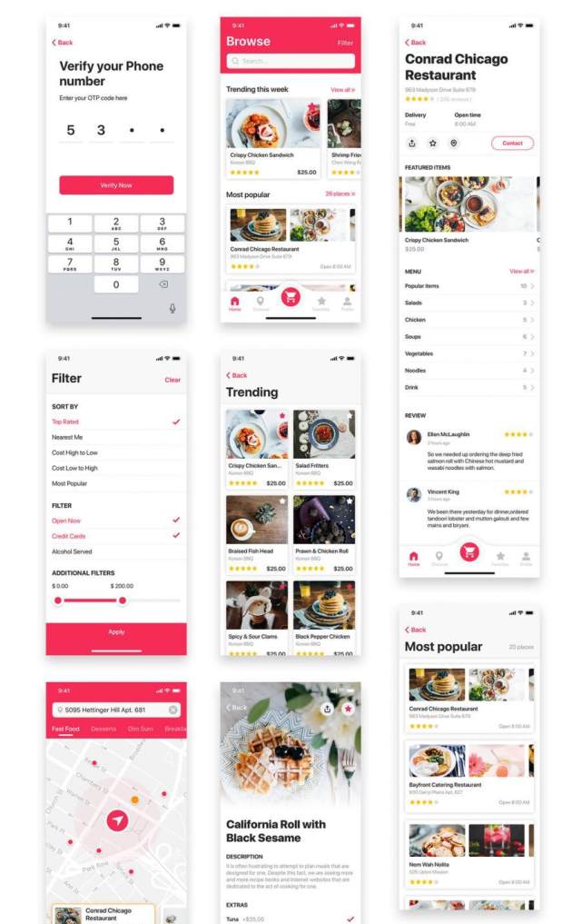 包含21个iOS屏幕的食品订购和交付UI工具包(含Sketch源文件) 包含21个iOS屏幕的食品订购和交付UI工具包(含Sketch源文件)