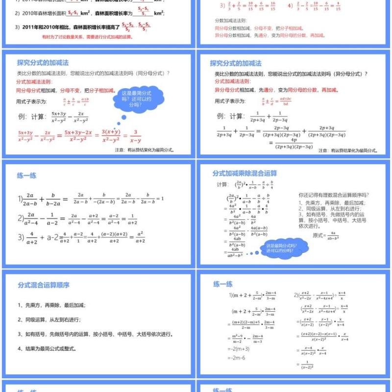 部编版八年级数学上册分式的加减课件PPT模板
