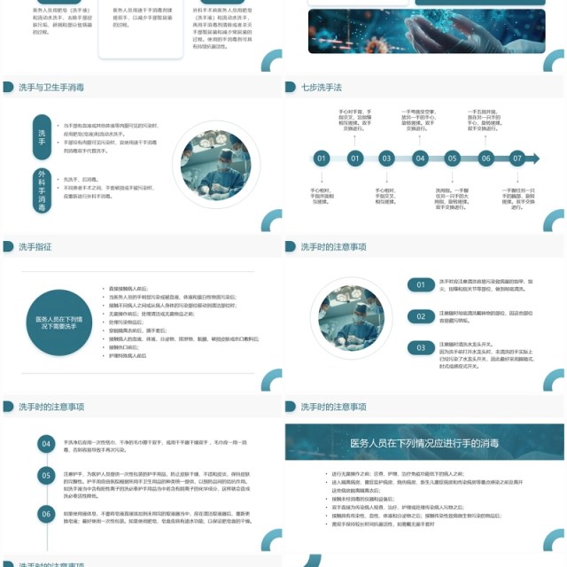 蓝色商务风医务人员手卫生规范PPT模板