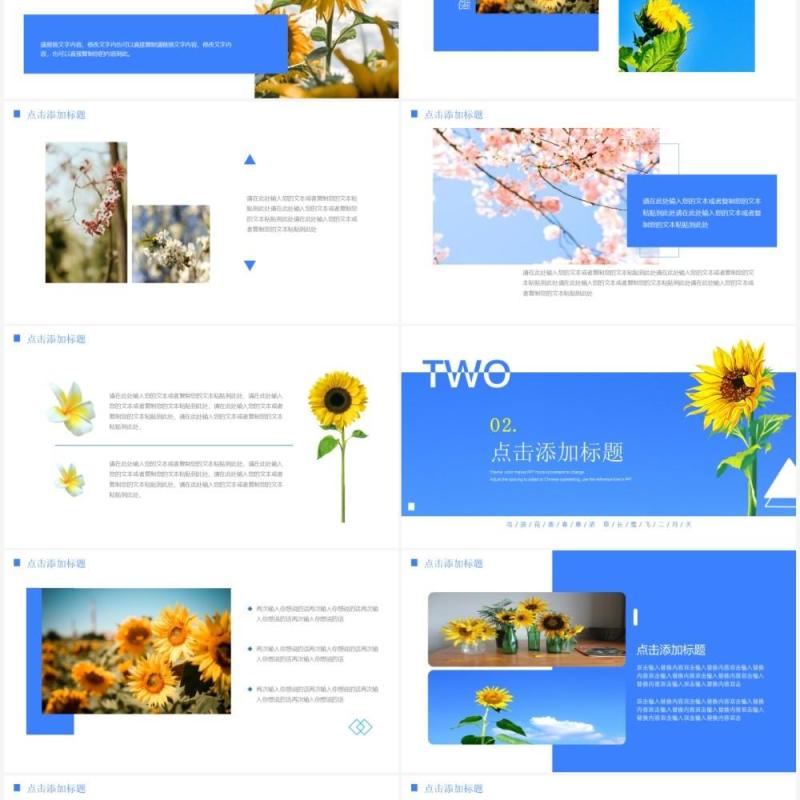 蓝色简约小清新你好二月PPT通用模板