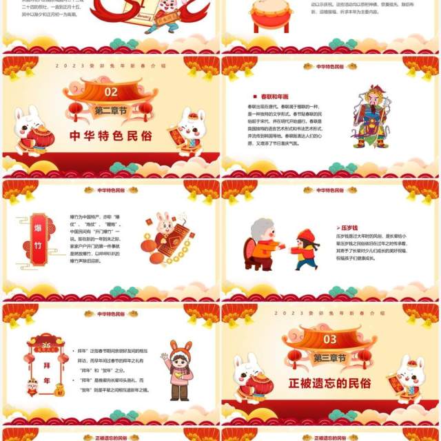 红色中国风恭贺新春新年习俗介绍PPT模板 红色中国风恭贺新春新年习俗介绍PPT模板