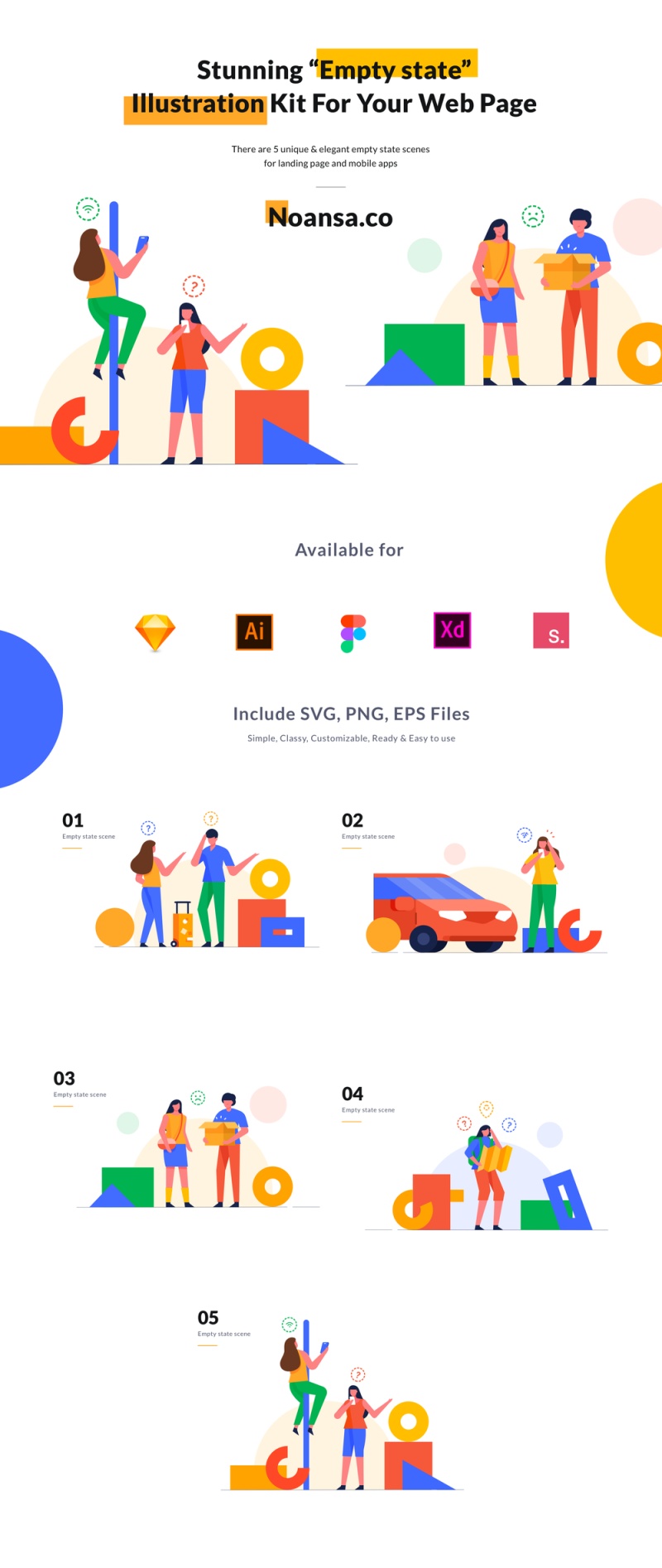 令人惊叹的“空状态”插图工具为你的网页，空美国插图套件