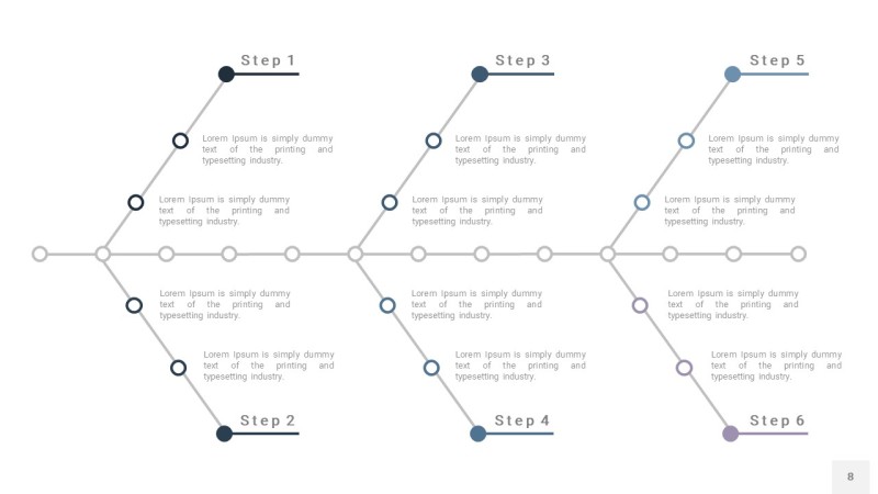 深天蓝色鱼骨PPT信息图表8