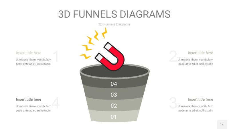 灰色3D漏斗PPT信息图表14