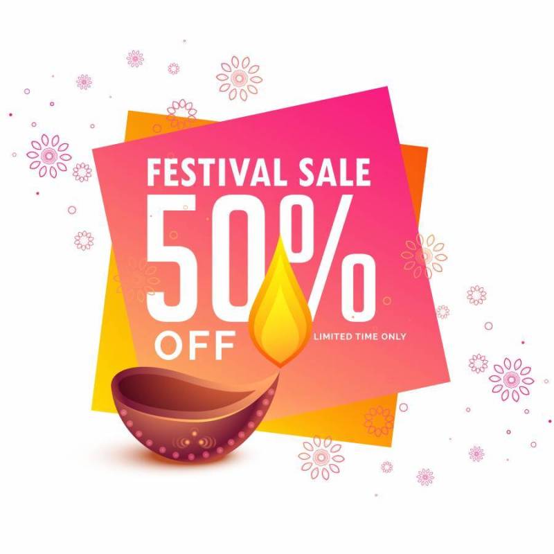 与diya灯的愉快的diwali销售横幅设计