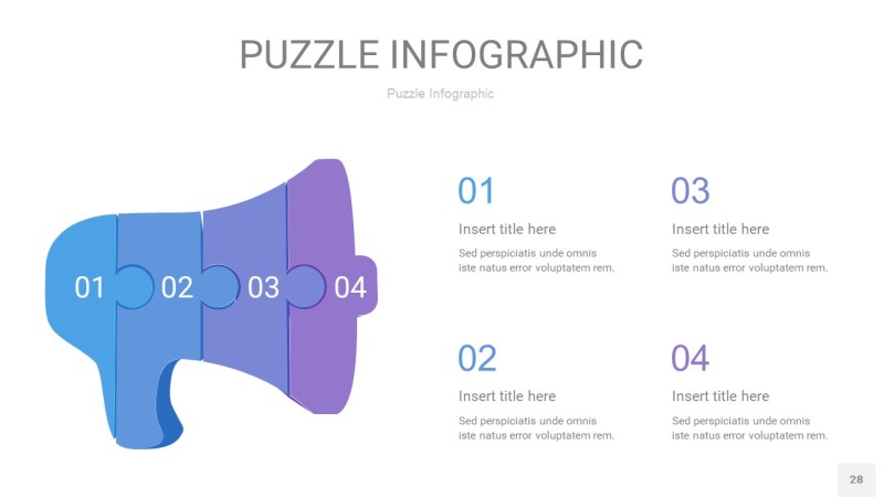 蓝紫色拼图PPT图表28