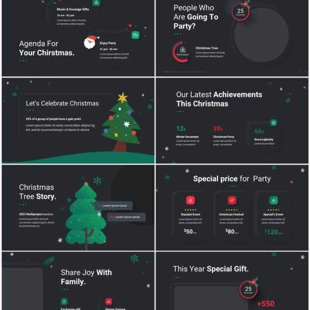 深色圣诞节创意图文版式设计PPT幻灯片模板2023 Versatile Xmas Dark 深色圣诞节创意图文版式设计PPT幻灯片模板2023 Versatile Xmas Dark