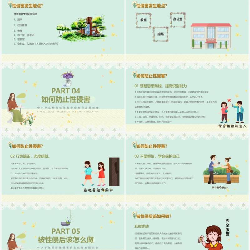 蓝色卡通清新风预防性侵害安全教育PPT模板