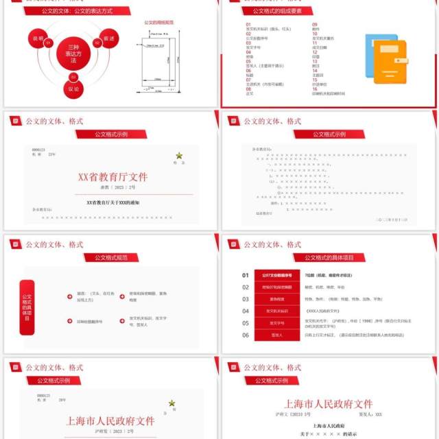 红色商务风机关公文写作与处理PPT模板