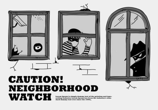 抢劫邻里手表在窗口传染媒介例证
