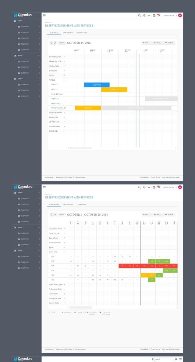 日历快速原型设计UI工具包，管理员日历
