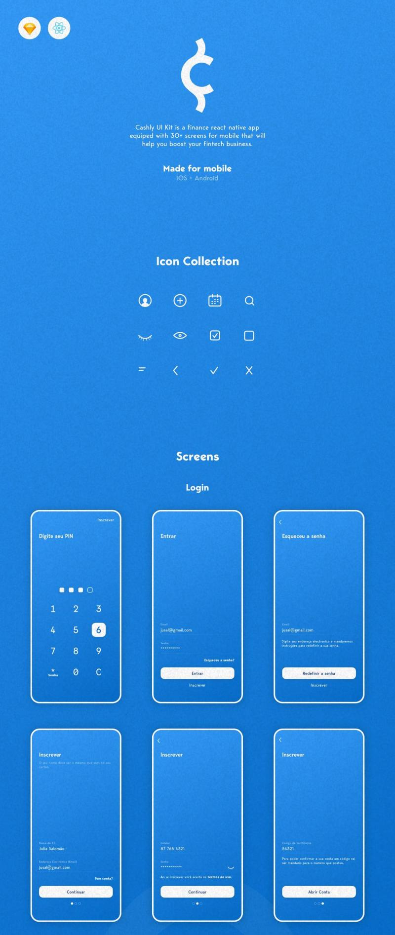 素描阵营UI套件，Cashly Fintech UI工具包