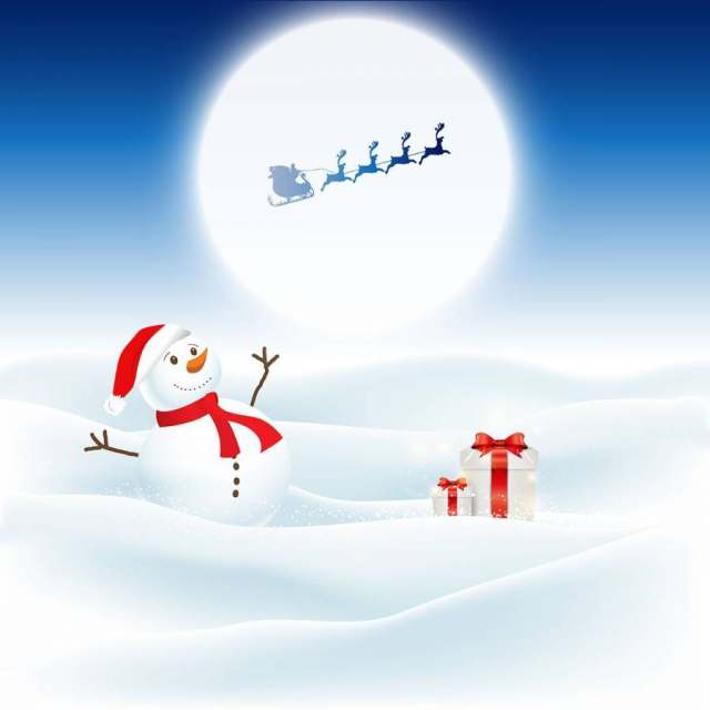 圣诞节背景与雪人和圣诞老人