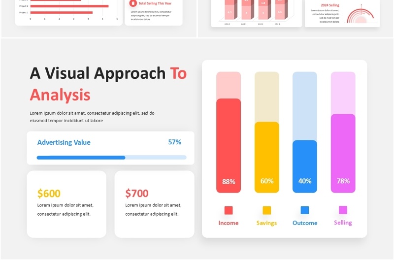 彩色条形数据信息图表PPT素材Bar Chart